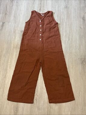 Rylee + Cru Sleeveless Button Front One-Piece in‎ Rust Brown